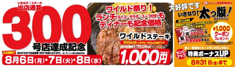ワイルドステーキ1000円