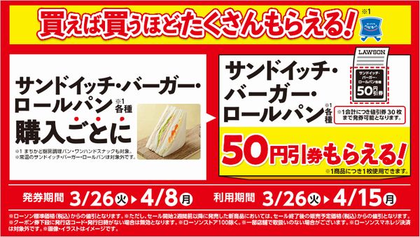サンドイッチ50円割引券CPバナー